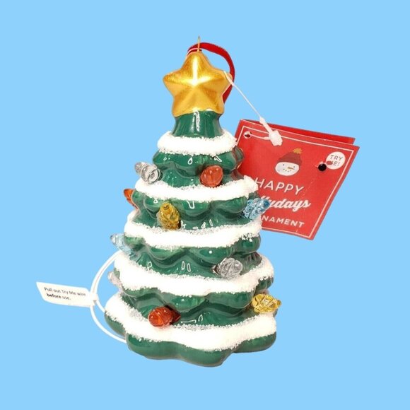 Mini Christmas Tree Ornament Lights 4.5 in Tall Festive Holiday Decoration - Picture 1 of 5